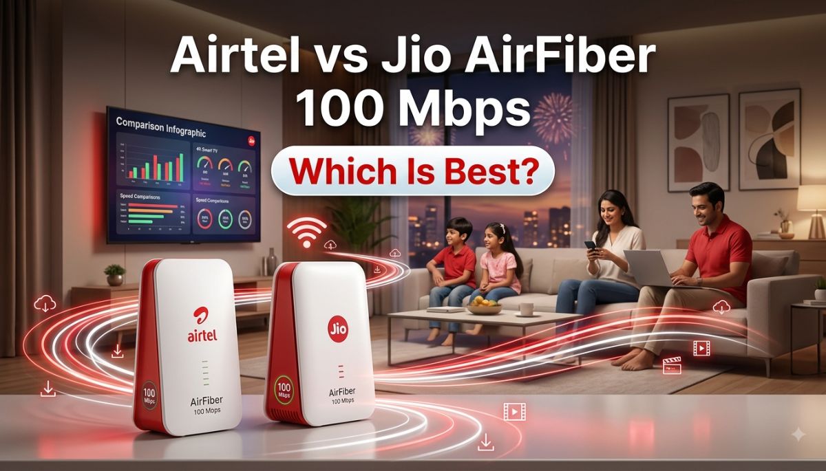 Airtel AirFiber 100 Mbps vs Jio AirFiber 100 Mbps